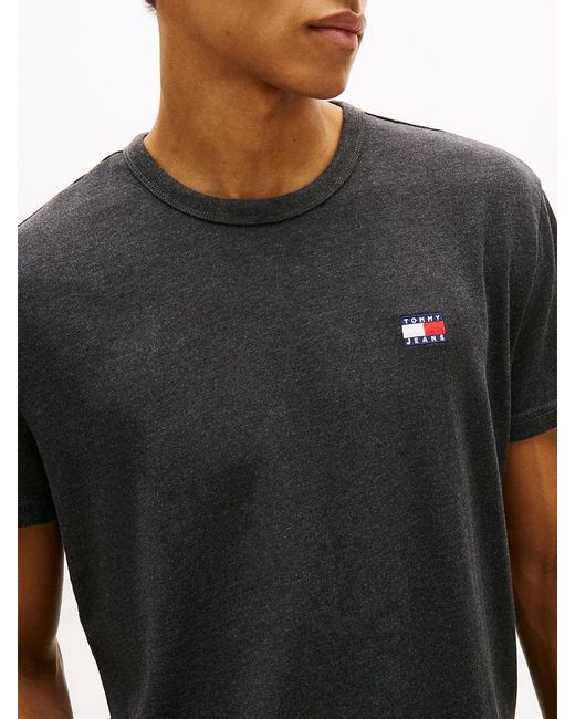 Tommy Hilfiger Gray S Short Sleeve Solid Cotton Graphic T-shirts With Tonal Flag Logo for men