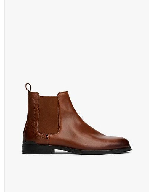 Tommy Hilfiger Leren Chelsea Boot in het Brown voor heren
