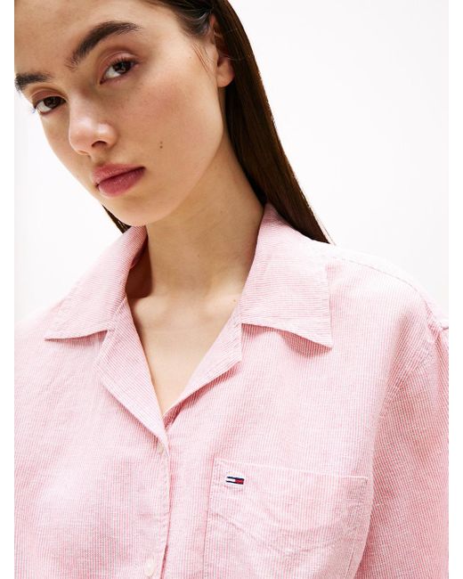 Chemise Courte Décontractée À Manches Courtes Tommy Hilfiger en coloris Pink