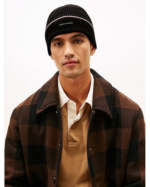 Tommy Hilfiger Beanie Aus Wollmix Mit Tommy-Tape in Black für Herren