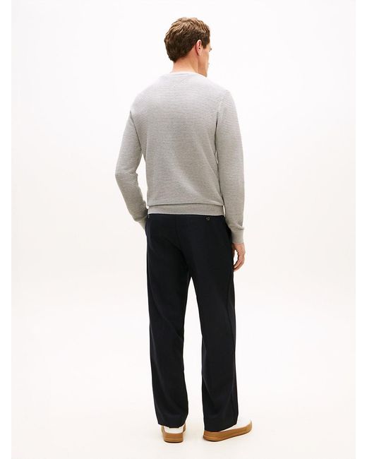 Tommy Hilfiger Gray Textured Knit Crew Neck Jumper for men