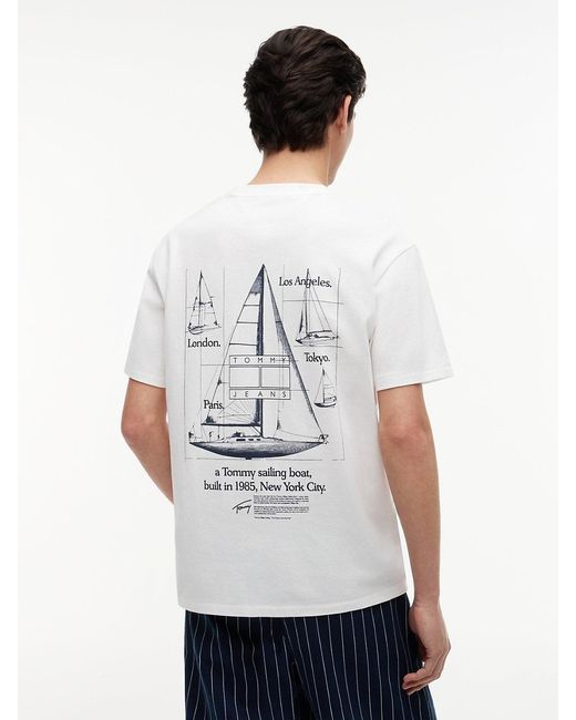 Tommy Hilfiger White Back Graphic Relaxed Jersey T-Shirt for men