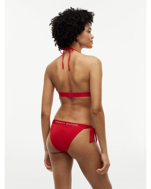 Tommy Hilfiger Red Th Original Foam Triangle Halterneck Bikini Top