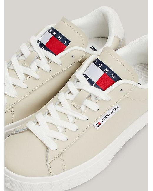 Tommy Hilfiger Natural Essential Leder-Sneaker mit Logo und Cupsole