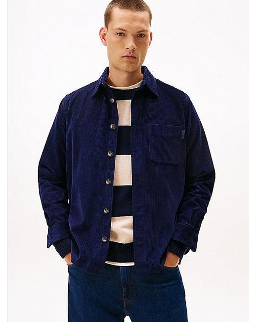 Tommy Hilfiger Relaxed Fit Overshirt Van Corduroy in het Blue voor heren