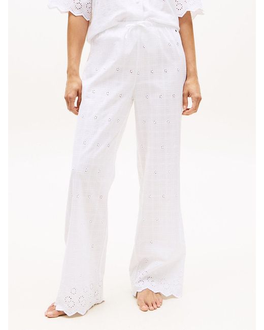 Tommy Hilfiger White Essential Broderie Anglaise Pyjama Bottoms