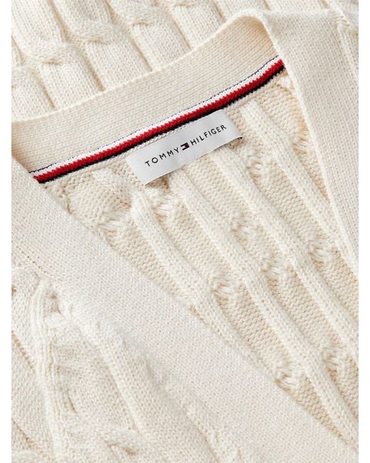 Tommy Hilfiger Blue Cable Knit Slim Cap Sleeve Cardigan