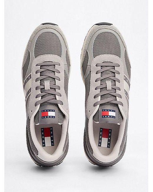 Tommy Hilfiger Getextureerde Suède Sneaker Met Profielzool in het White voor heren
