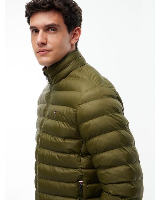 Tommy Hilfiger Green Flag Embroidery Packable Quilted Jacket for men