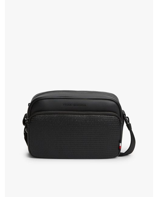 Tommy Hilfiger Black Woven Panel Crossbody Camera Bag for men