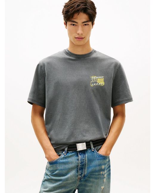 Tommy Hilfiger Gray 90S Back Bubble Logo Jersey T-Shirt for men