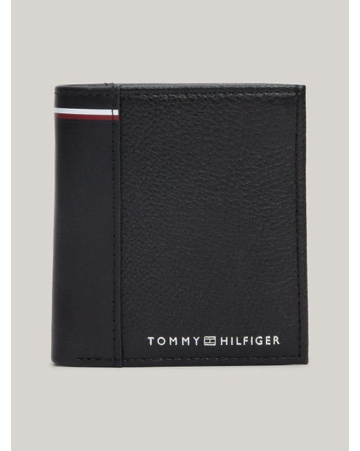 Portefeuille à trois volets en cuir à logo Tommy Hilfiger pour homme en coloris Black
