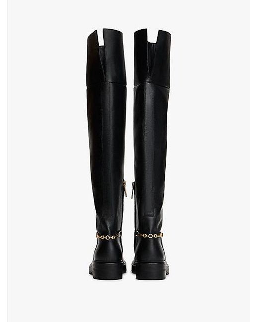 Tommy Hilfiger Leren Overknee Laars Met Horsebit in het Black