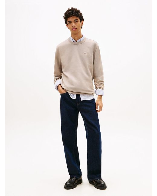 Tommy Hilfiger Natural Tommy Badge Terry Crew Neck Sweatshirt for men