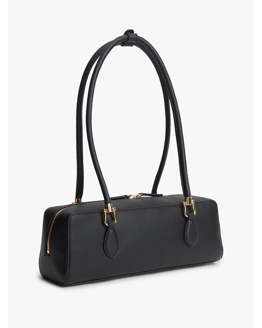Tommy Hilfiger Black Th Monogram Textured Shoulder Bag