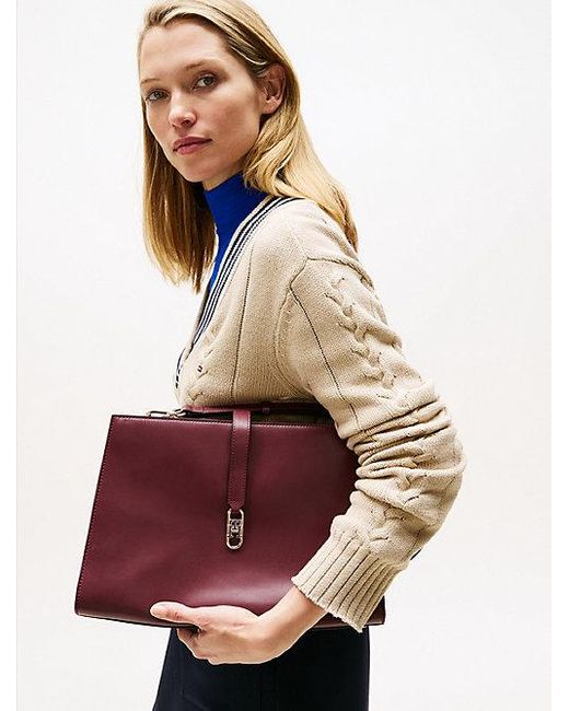 Tommy Hilfiger Purple Crossbody-Satchel Mit Th-Monogramm