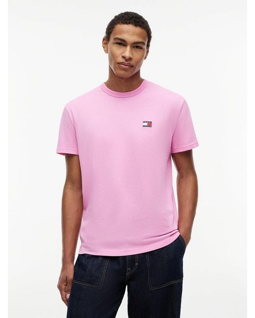 Tommy Hilfiger Pink Tommy Flag Crew Neck T-Shirt for men