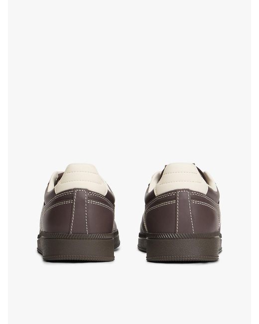 Tommy Hilfiger Brown The Greenwich Topstitch Leather Trainers for men