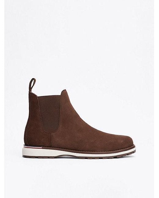 Tommy Hilfiger Suède Chelsea Boot Met Profielzool in het Brown voor heren