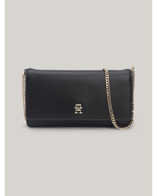 Tommy Hilfiger Black Small Flap Crossover Chain Bag