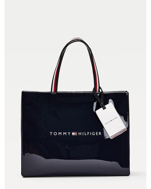 Tommy Hilfiger Shopper-Tote-Bag mit Lack-Finish in Blau | Lyst DE