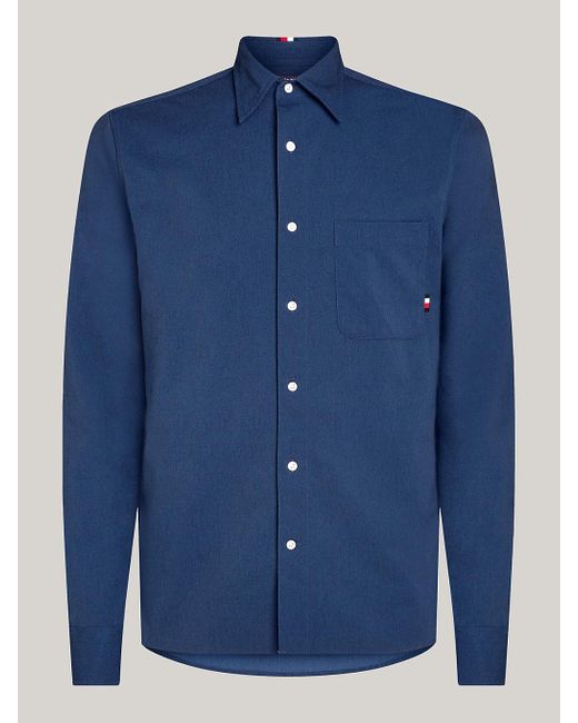 Tommy Hilfiger Blue Point Collar Regular Fit Shirt for men