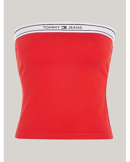 Camiseta tubo sin cierre con cinta distintiva Tommy Hilfiger de color Red