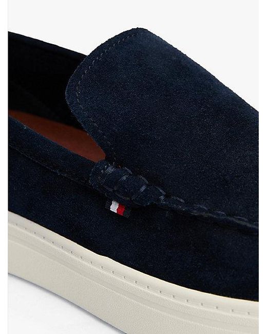 Tommy Hilfiger Signature Suède Instap-Loafer in het Blue voor heren