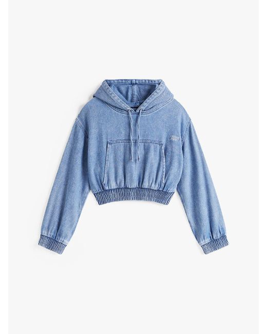 Tommy Hilfiger Blue Denim Cropped Hoody