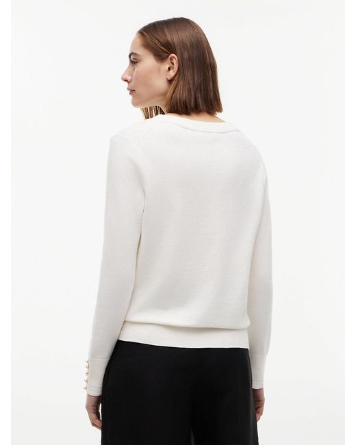 Tommy Hilfiger Blue Gold-tone Button Cuff V-neck Jumper