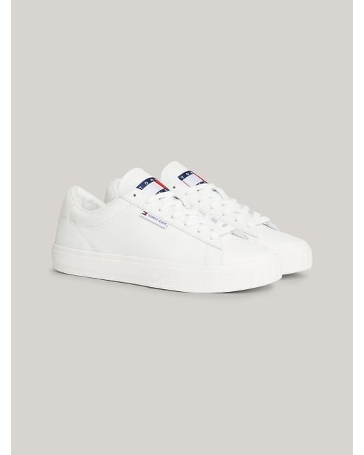 Tommy Hilfiger White Essential Logo Leather Cupsole Trainers