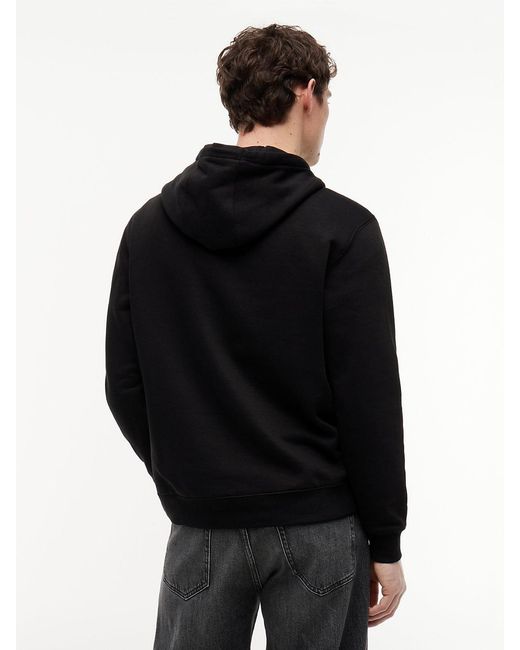 Tommy Hilfiger Black Flag Embroidery Fleece Drawstring Hoody for men
