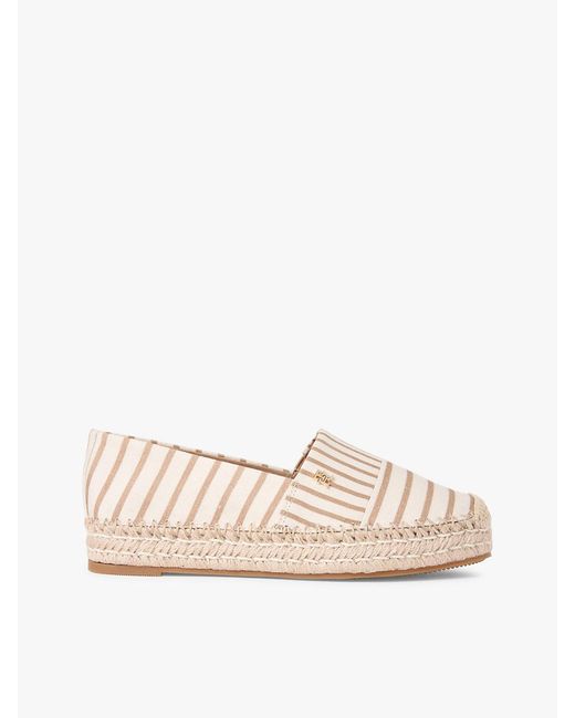 Tommy Hilfiger Natural Canvas Stripe Th Monogram Platform Espadrilles