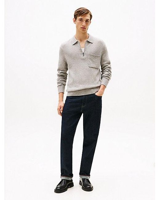 Tommy Hilfiger Puur Lamswollen Polotrui Met Rits in het Gray voor heren
