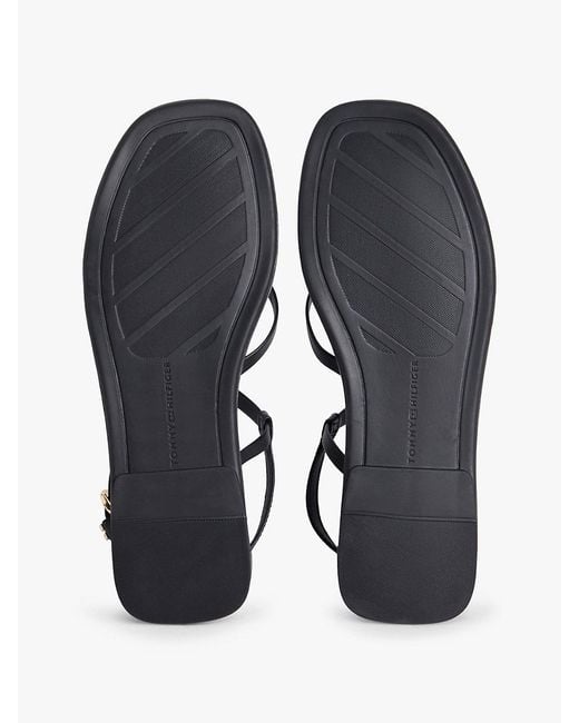 Tommy Hilfiger White Leather Crossover Strap Flat Sandals
