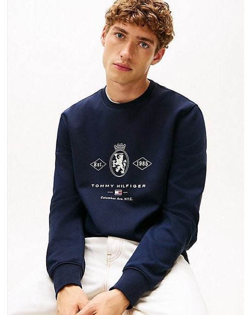 Tommy Hilfiger Graphic Sweatshirt Met Varsity-Embleem in het Blue voor heren
