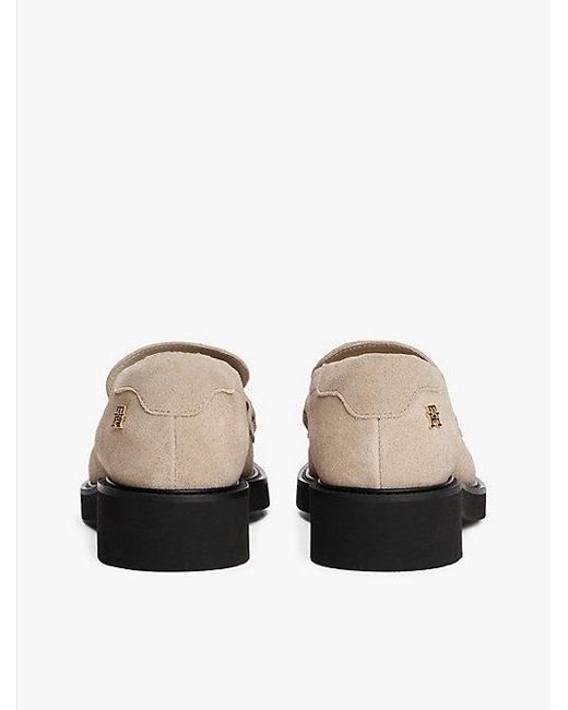 Tommy Hilfiger Suède Loafer Met Vierkante Neus En Kwastjes in het White