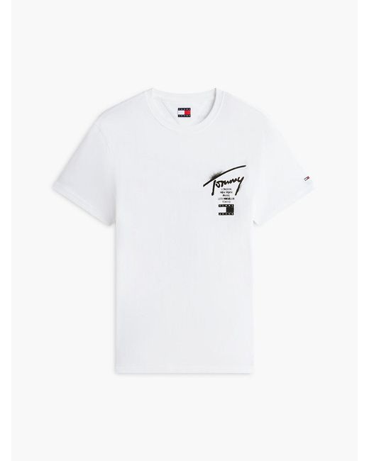 Tommy Hilfiger White Signature Back Logo Jersey T-Shirt for men