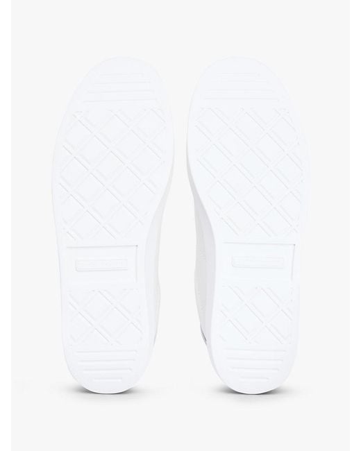 Tommy Hilfiger White Th Monogram Metallic Trainers With Leather