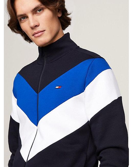 Tommy Hilfiger Sport Colour-blocked Sweatshirt Met Rits in het Blue voor heren