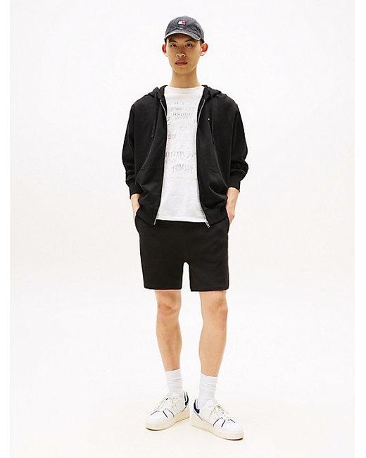Pantalón Corto De Chándal Con Punto Gofrado Tommy Hilfiger de hombre de color Black