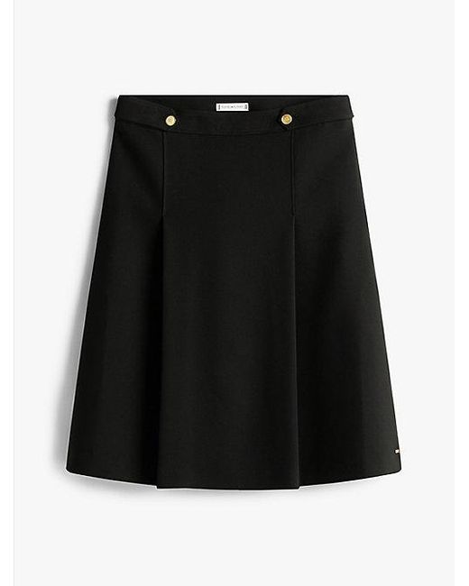 Tommy Hilfiger A-Line Midi-Rok Met Goudkleurige Knopen in het Black