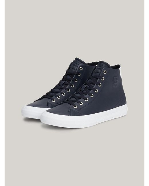 Tommy Hilfiger Blue Leather Essential High-top Trainers for men