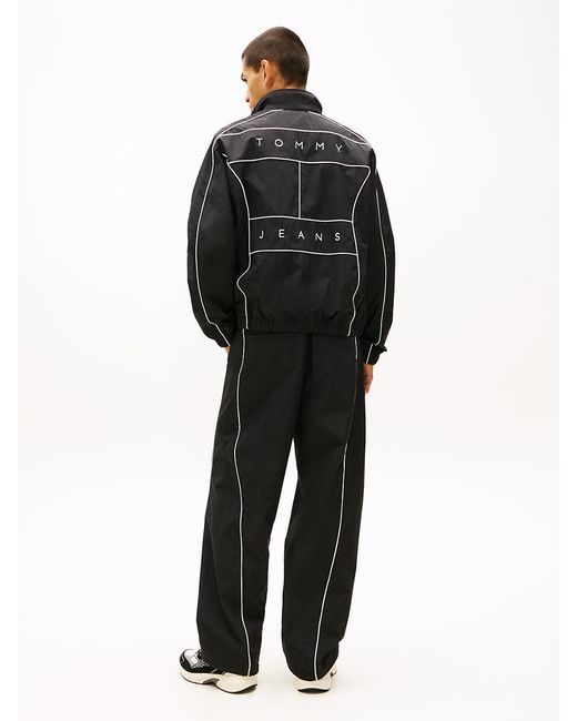 Tommy Hilfiger Black Back Logo Piping Water Repellent Jacket for men
