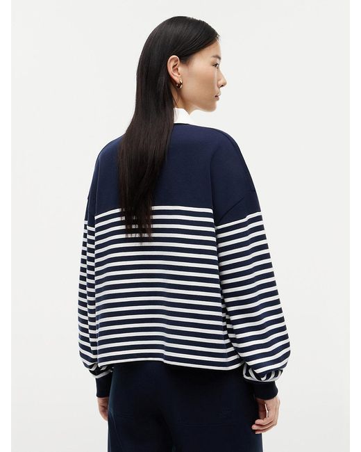 Tommy Hilfiger Blue Gold-tone Button Relaxed Polo Sweatshirt
