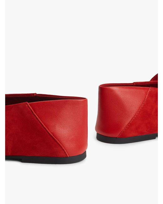 Tommy Hilfiger Red Suede Buckle Square Toe Ballerinas