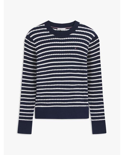 Pull En Maille Torsadée À Col Ras-Du-Cou Tommy Hilfiger en coloris Blue