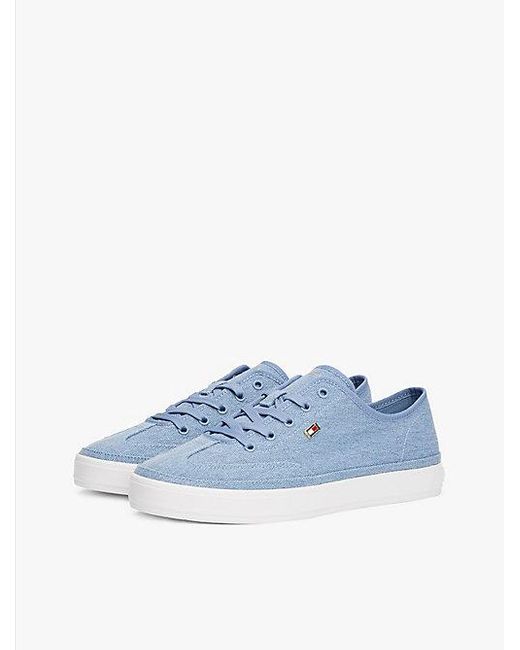 Tommy Hilfiger Canvas Sneaker Met Geëmailleerde Vlag in het Blue