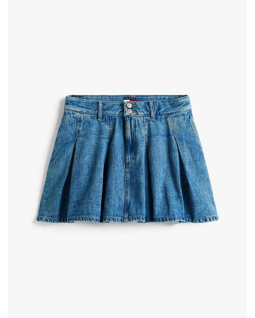 Tommy Hilfiger Blue Pleated Denim Mini Skirt