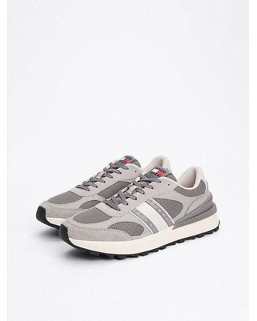 Tommy Hilfiger Getextureerde Suède Sneaker Met Profielzool in het White voor heren